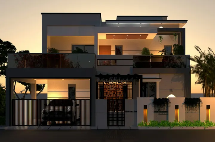 A modern home built on a residential plot